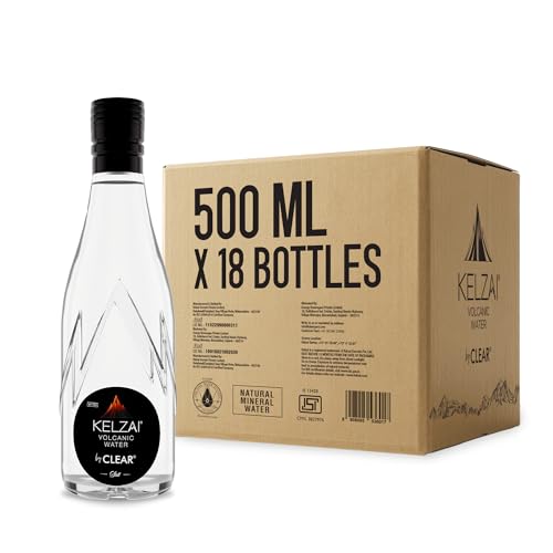 Image of Kelzai Volcanic Natural Mineral Still Water | Naturally Filtered and Rich in Minerals - 500 ml (Glass Bottle - Pack of 18)