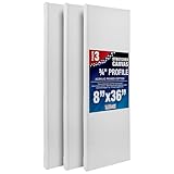 U.S. Art Supply 8 x 36 inch Stretched Canvas for Painting, 12oz Triple Primed, 3-Pack - Professional Artist Quality White Blank 3/4