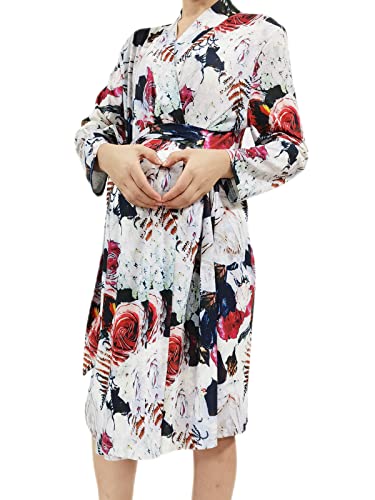 Image of SUFEINI Maternity Robe and Matching Baby Swaddle Blanket Set, Mommy Robe with Receiving Blanket Girls Boys Sleepwear