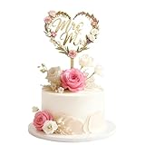 Mr and Mrs Cake Topper with Rustic Design, Acrylic Bride and Groom Wedding Cake Topper for Weddings, Engagements, Anniversaries and Bridal Showers