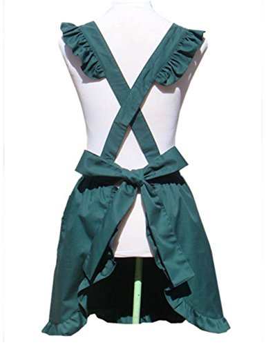 Hyzrz Cute Lovely Cotton Retro Kitchen Cooking Aprons For Women Girls Vintage Baking Victorian Apron With Pockets For Gift (Green) #TOP1