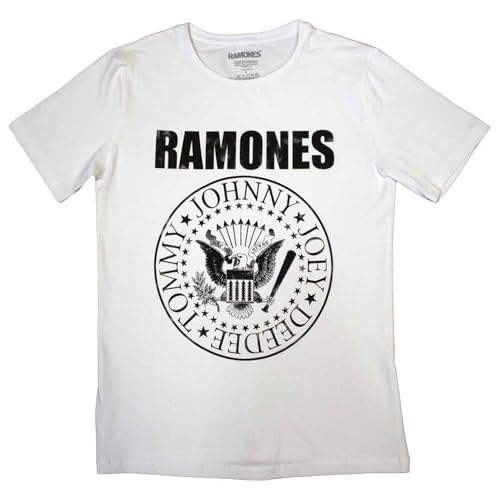 Rock Off officially licensed products Ramones Presidential Seal Skinny Fit T Shirt S White