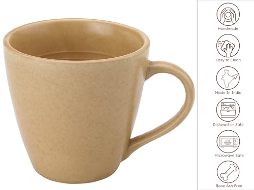Image of Bodhi House Handcrafted Ceramic Coffee Mug Set of 1 Pieces (350 Ml), Stoneware Tea Cup, Microwave Safe Large Milk Mug, Matte Finish, Ideal for Daily use, Casual Gatherings and Gifting, Wood Brown