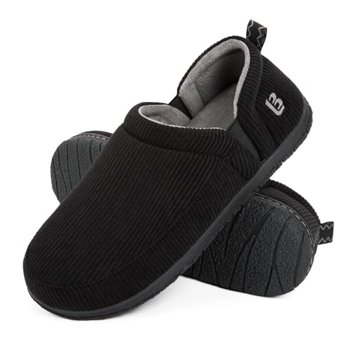 Image of LongBay Men's Two-Tone Slippers Supportive Memory Foam Breathable House Shoes with Non-Slip Sole Indoor Outdoor Black, UK10