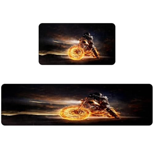 Tapis de cuisine antidérapant lot de 2 lavable contre projections eau sol - 2