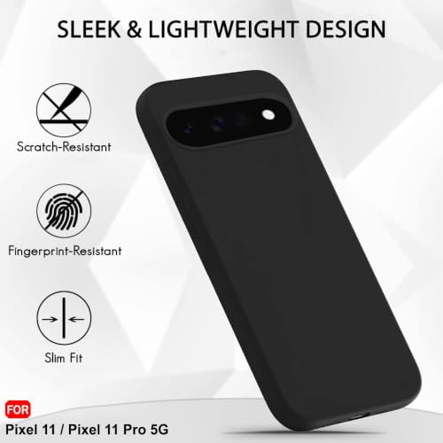 Image of TheGiftKart Genuine Liquid Silicone Back Cover Case for Google Pixel 11 | Soft Micro-Fibre Lining Inside | Camera Protection Bump | Shockproof Back Cover Case for Google Pixel 11 (Silicone, Black)