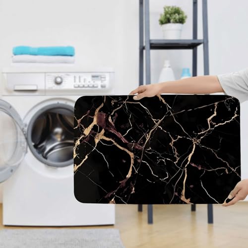Tapis de bain marbre noir et or microfibres douces élégance - 7