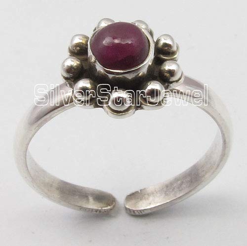 Silverstarjewel Natural Ruby July Birthstone Toe Ring 1.5 Grams Solid Sterling Silver #TOP1