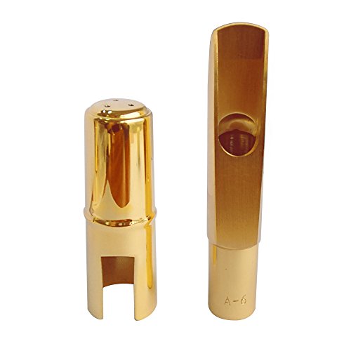 image for Sax Mouthpiece, Aibay #6 Gold Plated Bb Soprano Saxophone Metal Mouthp