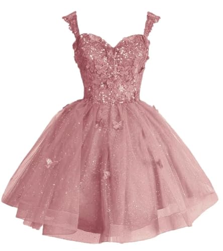 Off Shoulder Homecoming Dresses for Teens 3D Butterfly Appliques Short Prom Dress Glitter Sequin Tulle Cocktail Gowns