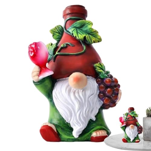 Gnomo del vino rosso, gnomi da giardino divertenti, sculture nane in resina, decorazioni per caminetto e bar, 8,5 x 7 x 13 cm, sculture a tema vino, per vassoi e cucine a più livelli, amanti del vino