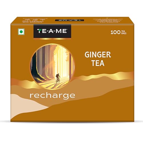 Te-A-Me Ginger Tea Bags 100 Pieces | Energize Your Day Naturally With Strong Flavourful Adrak Chai | Black Tea With Ginger | Antioxidant-Rich Zesty Adrak Tea