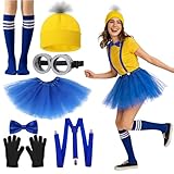 dellyy 7 Teiliges Gelbes Kostüm Damen, Lustiges Karnevalskostüm Damen, Fasching Kostüm Damen, Leichtes, Bequemes Material, Ideal für Karneval, Fasching, Kostümball, Rollenspiel und Party