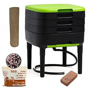 TinyWorm Design & Compact I 3-baks Wormenbak I 250 gr Compostwormen I Complete set I Schuiflade I Plastic voetjes