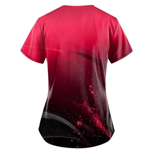 OIOLOYJM Printed Scrub Tops Women Short Sleeve V Neck Plus Size Scrubs for Womens Nursing Uniforms Shirts with Pockets