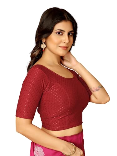 Amazon Brand - Anarva Round Neck Dobby Cotton Lycra Stretchable Elbow Half Sl...