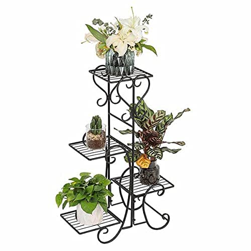 Image of 6-Tier Rust-Proof Metal Plant Stand for Balcony & Indoor Use - Heavy-Duty Gamla Stand for 6 Pots (Lohe Ka Stand) (5 POT STAND)