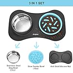 Slow Feeder Dog Bowls 3 in 1 Stainless Steel Food and Water Bowls with Non-Spill and Skid Silicone Mat to Slow Down Eating for Large Medium Small Breed Size Dogs and Cats - Image 5