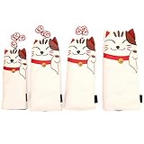 Golf Headcover Club Protector 4pcs wasserdichte PU niedliche Cartoon -Katzen -Design mit dickem Plüsch innen für Golfbegeisterte Schutz #1#3#5 UT -Clubs