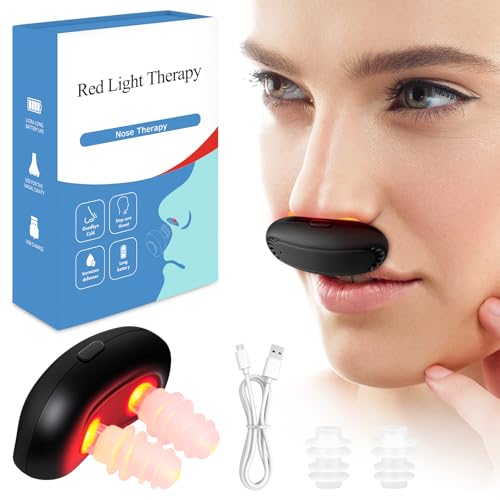 Red Light Nasal Therapy Device | Red Light Therapy for Nose & Sinuses | Nasal Red Light Therapy for Congestion Allergy Defense & Sinus Support | USB Rechargeable Portable