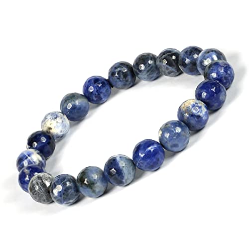 Image of Reiki Crystal Products Certified Natural Crystal Stone Diamond Cut /Faceted 10 mm Beads Bracelet for Men & Women | Reiki Charged Gemstone Jewellery | Multiple Stone Variants Available