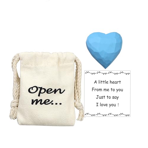 LUOKIFUR Long Distance Relationship Gifts, Handmade Wood Love Heart Gift Valentines Day Christmas Anniversary Birthday Gifts,Matchbox Gifts (Blue)