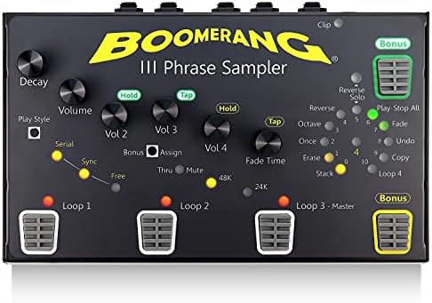 Guitar Looper Pedal BOOMERANG III Phrase Sampler - Run 4 Separate Loops - Multi Effects Loop Pedal Station - Electric Guitar, Bass, Keyboard, DJ - Fits Small Guitar Pedal Board - Pro Loop Machine