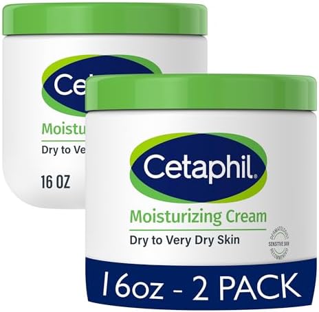Cetaphil Moisturizing Cream, Dry Sensitive Skin, Fragrance Free, 16oz 2Pk