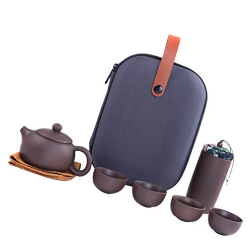 Conjunto de chá portátil Kung Fu da Hemoton, conjunto de chá Kungfu Zisha para viagem com bule de ch