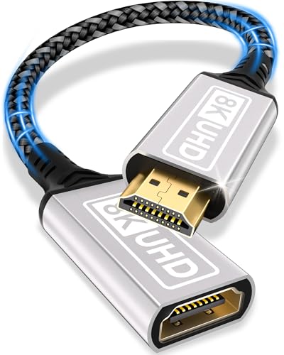 HDMI-verlengkabel,0,2M 8K 60HZ 4K 120HZ 144HZ HDMI 2.1-verlengkabel mannelijk naar vrouwelijk 48Gbps Ultra High Speed ​​UHD eARC HDCP 2.3 Dynamic HDR10+ Compatibel met TV Stick,HDTV,PS 5 PS 4