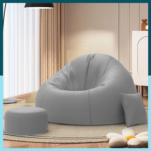 Image of Biggie Bean Bag 7XL Bean Bag Chair with Beans Filled - The Classics Bean Bag Sofa - Combo Set-Styled for Elegance with Free Cushion & Footrest (Matching Color : Ykuro Light-Grey)