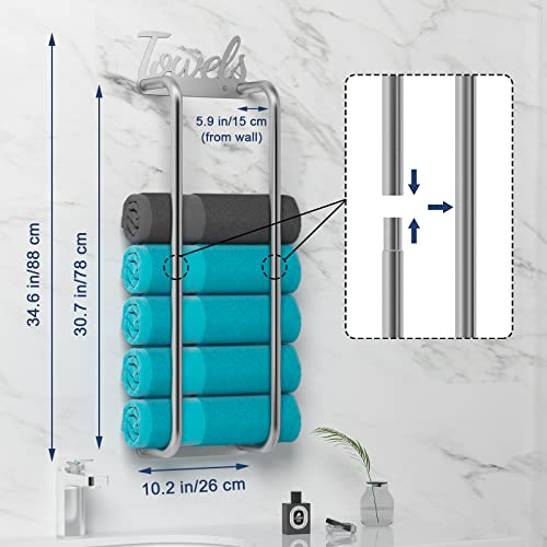 Towel Racks For Bathroom Wall Mounted, Bath Towel Holder, Bathroom Towel Storage, Bathroom Organizer, Wall Towel Rack For Rolled Bath Towels, Hand Towels, Washcloths In Small Bathroom/Rv/Camper-Silver #TOP5