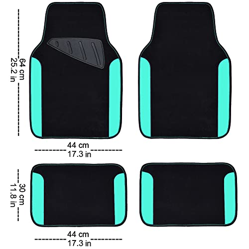 CAR PASS Rainbow Waterproof Universal Fit Car Floor Mats, Fit for SUV,Vans,sedans, Trucks,Set of 4(Black with Mint)