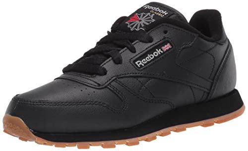 Reebok Boy's Classic Leather Sneaker, Black/Gum, 5.5 M US Big Kid