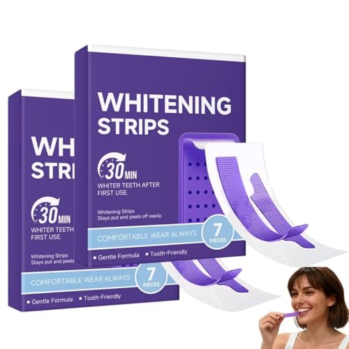 Purple Whitening Strips,Bande Blanchiment Dentaire Violet,Bande Violette Blanchiment Dentaire,Bande Blanchissante,30 Minutes De Résultats Visibles Rapidement,Enlever Les Taches Dentaires (14Pieces)