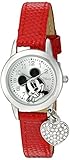 Disney Women's MK1018 Mickey Mouse Red Lizard Strap with Charm Watch