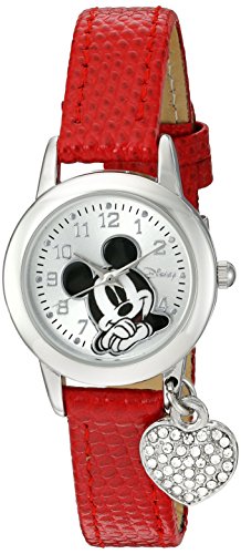 Disney Women's MK1018 Mickey Mouse Red Lizard Strap with Charm Watch