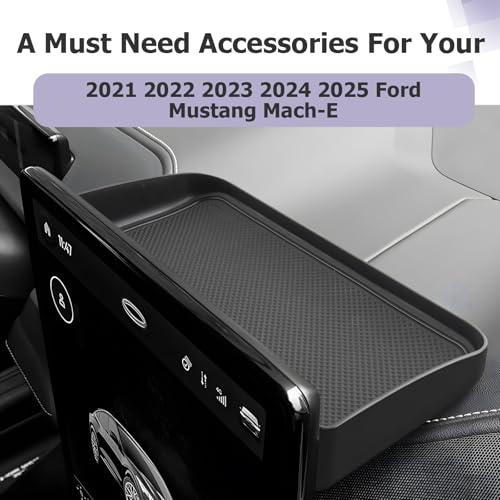 Image of LUWU 2026 Mustang Mach E Dashboard Storage Tray Compatible with Ford Mustang Mach E 2021-2026 Accessories Center Console Display Box Hidden Organizer Tray Behind Screen (Only Fit for 15.5inch Screen)