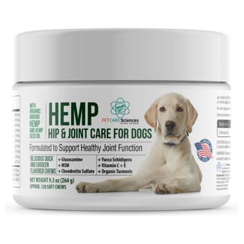 PET CARE Sciences Approx 120 Hemp Chews for Dogs - Dog Hip and Joint Supplement - Pain Relief for Dogs - Senior Old Dog Vitamins and Supplements - Hemp Calming Treats for Dogs Cover
