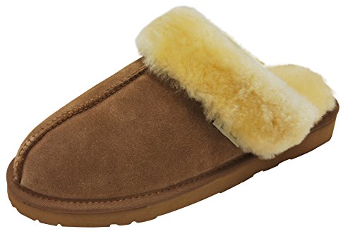 SLPR Women s Sheepskin Fernie Slipper (Camel, 8)