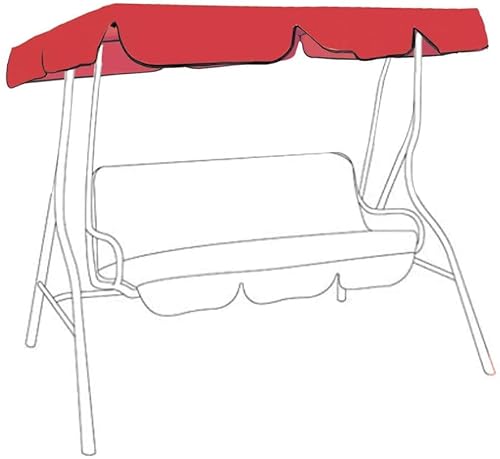 Judy1980 Toile de Balancelle de Jardin 3 Places Imperméable,Toit de Rechange pour Balancelle Extérieur Anti-UV,Toit de Remplacement pour Balançoire JardinTerrasse Balcon (190 * 132 * 15cm, Rouge) Cover