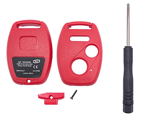 Horande Replacement Key Fob Shell fits for Honda Accord Civic EX CR-V Fit Odyssey Pilot Ridgeline CR-Z Odyssey Keyless Entry Key Fob Case Cover (Red)