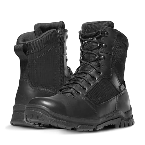Danner Lookout 8” Side-Zip Tactical Boots for Men - BBP Waterproof, Polishable Full-Grain Leather & Nylon with Comfort Footbed, Slip-Resistant Outsole, Black - 11.5 D