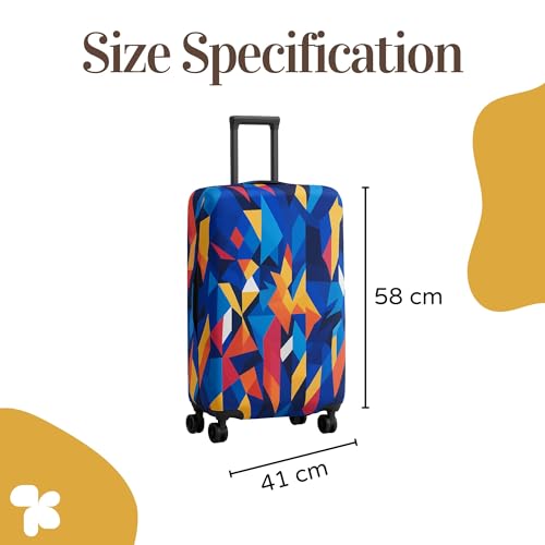 Image of AMPEREUS Trolley Bag Cover - Stretchless, Waterproof and Polyester Fabric with Multicolour Abstract Print Luggage Cover for Medium Size Suitcase Luggage Cover (24 Inch)