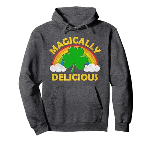 Magically Delicious Lucky Clover St Patrick's Day Rainbow Pullover Hoodie