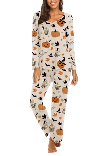 Image of Ekouaer Pajamas for Women Set Long Sleeve Pleated Top and Pants Loungewear