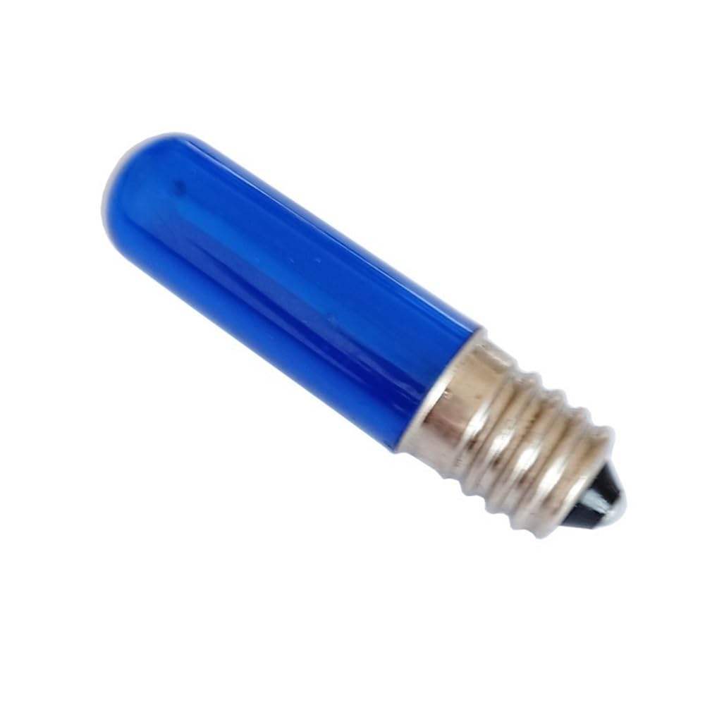 fengyan Casa Bombillas, 50 unids/Lote T15L Bombilla de Color E14 1,5 W Rojo Amarillo Azul Verde Blanco cálido decoración de luz Blanca Familiar Lámpara(Azul,0.7W E14 220V)