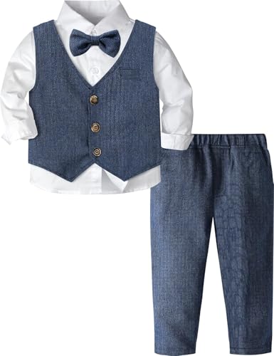 Image of A&J DESIGN 4pcs Baby & Toddler Suit, 12 Months - 5T, Shirt & Pants & Vest & Bow Tie