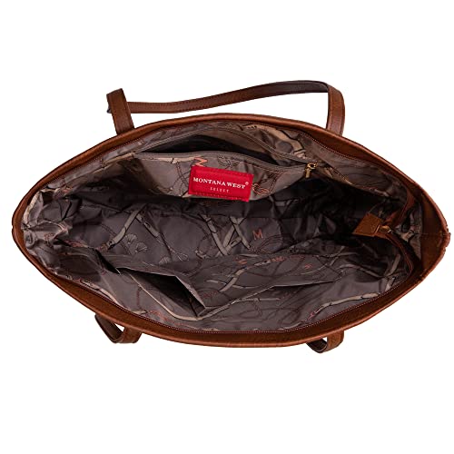 Montana West Tragetaschen, groß, veganes Leder, Geldbörsen und Handtaschen für Damen, Tragegriff, Damen-Schultertaschen, 2 Stück, edc braun