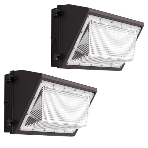 2 Pack 160W LED Wall Pack Light with Dusk to Dawn Photocell, 25600LM 6000K Daylight IP65 Waterproof Wall Pack Lights Outdoor LED [Eqv. 1200W HPS/HID]